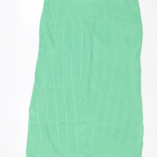 M&S Collection Women Green L Knit Straight Pencil Mini Skirt