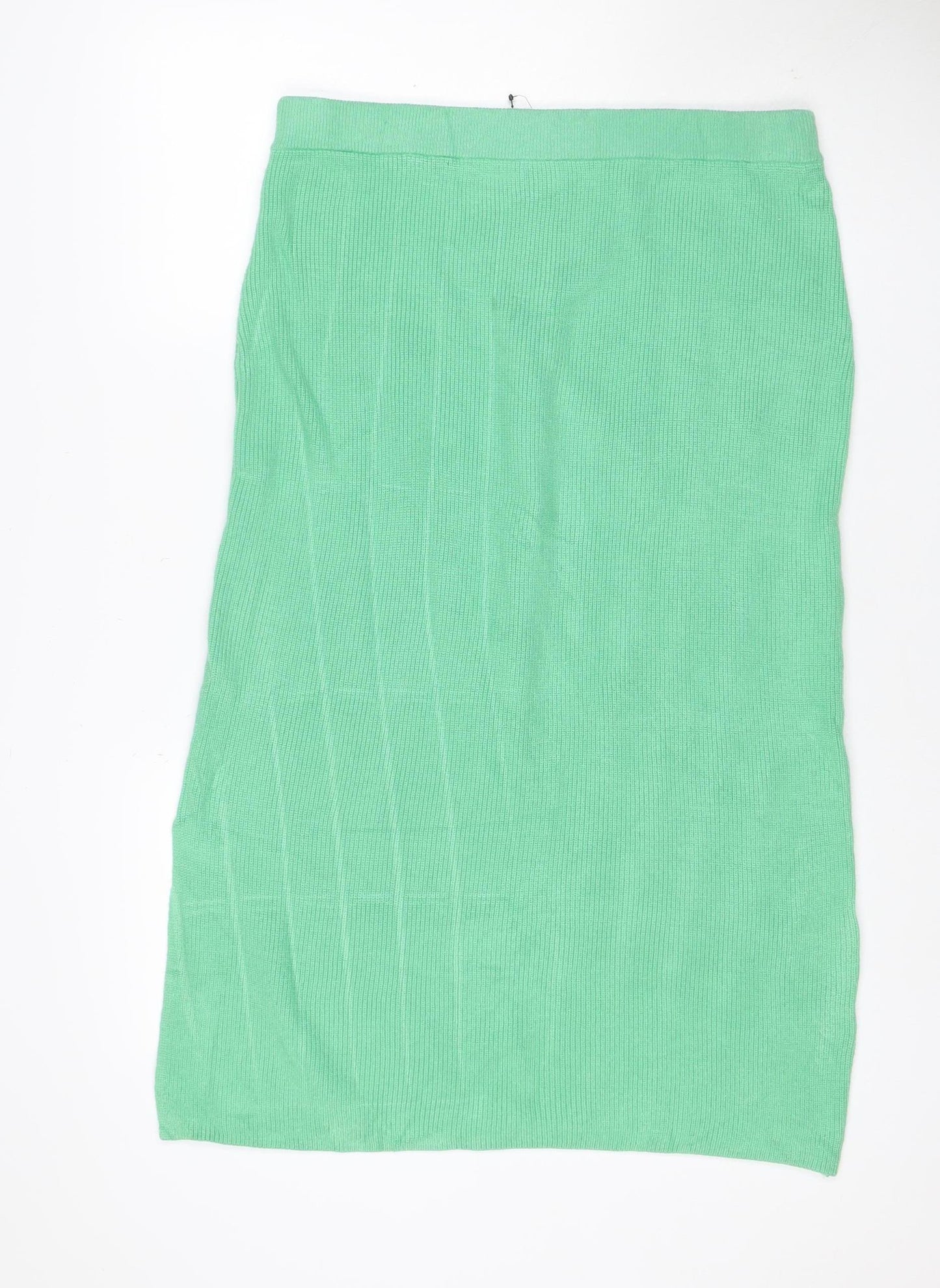 M&S Collection Women Green L Knit Straight Pencil Mini Skirt