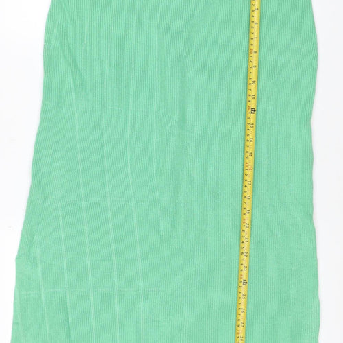 M&S Collection Women Green L Knit Straight Pencil Mini Skirt
