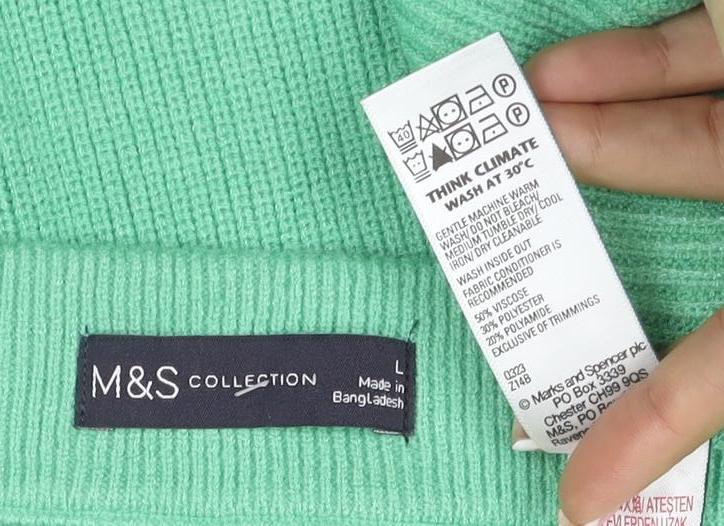 M&S Collection Women Green L Knit Straight Pencil Mini Skirt