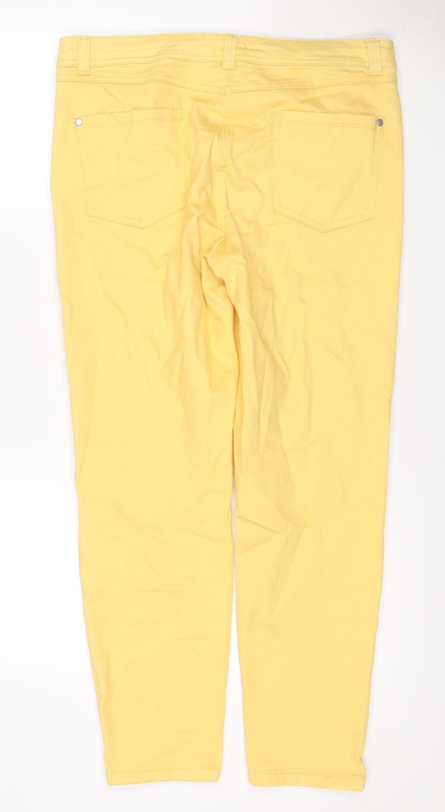 M&Co Women Yellow Size 14 Straight Stretch 5-Pocket Jeans