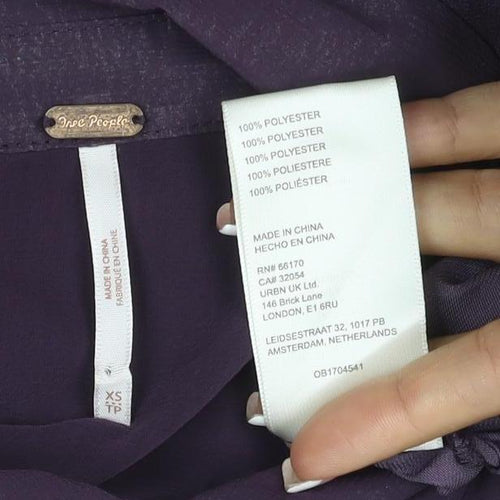 Free People Women Purple XS Bohemian Pleated Shirt Dress