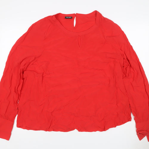 Gerry Weber Women Red UK 22 Viscose Long Sleeve Keyhole Blouse