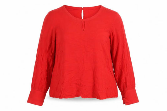 Gerry Weber Women Red UK 22 Viscose Long Sleeve Keyhole Blouse