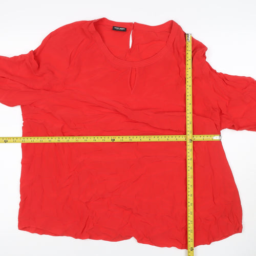 Gerry Weber Women Red UK 22 Viscose Long Sleeve Keyhole Blouse