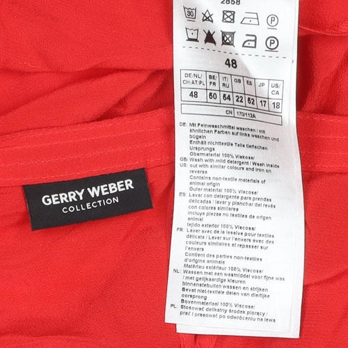 Gerry Weber Women Red UK 22 Viscose Long Sleeve Keyhole Blouse