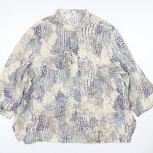 Peter Hahn Women Multicoloured UK 22 Linen 3/4 Sleeve Blouse
