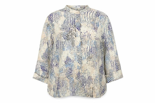 Peter Hahn Women Multicoloured UK 22 Linen 3/4 Sleeve Blouse