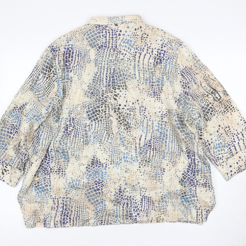 Peter Hahn Women Multicoloured UK 22 Linen 3/4 Sleeve Blouse