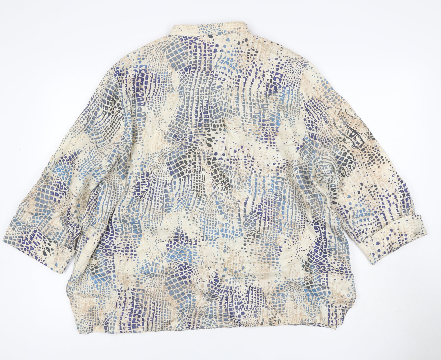 Peter Hahn Women Multicoloured UK 22 Linen 3/4 Sleeve Blouse