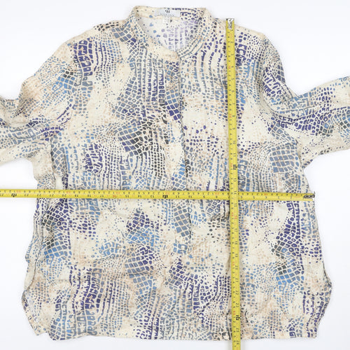 Peter Hahn Women Multicoloured UK 22 Linen 3/4 Sleeve Blouse