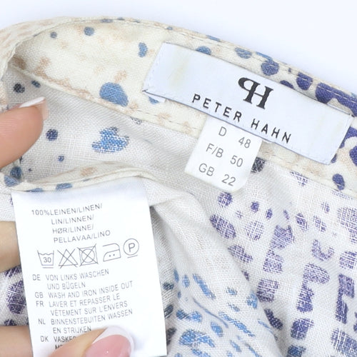 Peter Hahn Women Multicoloured UK 22 Linen 3/4 Sleeve Blouse