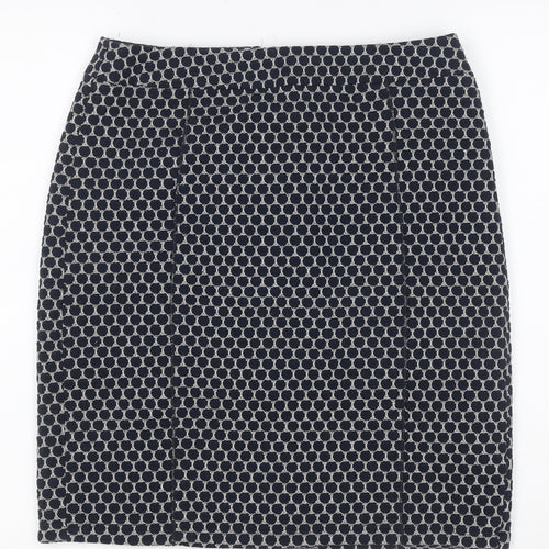 Gerry Weber Women Navy Grey UK 8 Geometric Knit Pencil Mini Skirt
