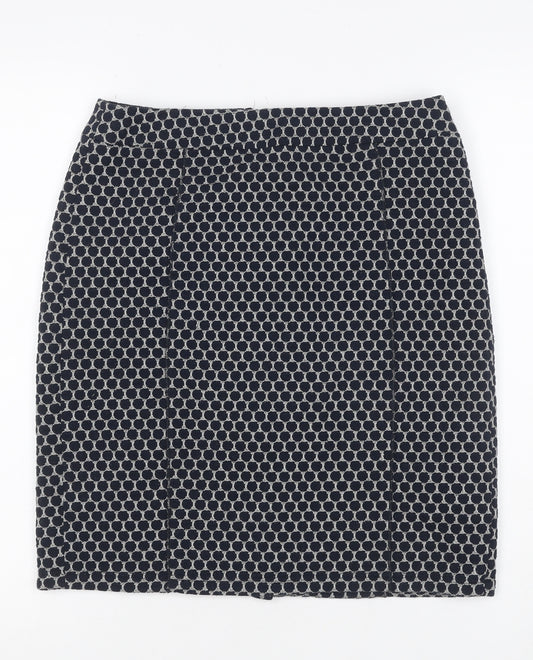Gerry Weber Women Navy Grey UK 8 Geometric Knit Pencil Mini Skirt