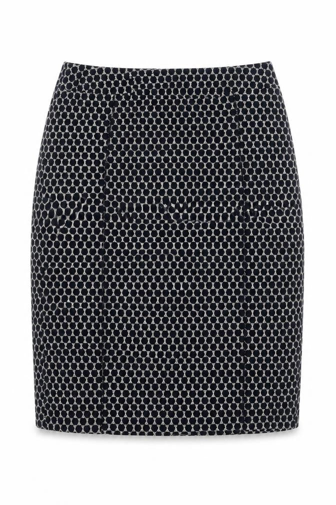 Gerry Weber Women Navy Grey UK 8 Geometric Knit Pencil Mini Skirt