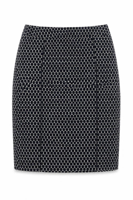 Gerry Weber Women Navy Grey UK 8 Geometric Knit Pencil Mini Skirt