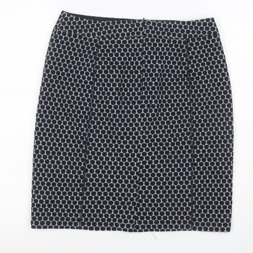 Gerry Weber Women Navy Grey UK 8 Geometric Knit Pencil Mini Skirt