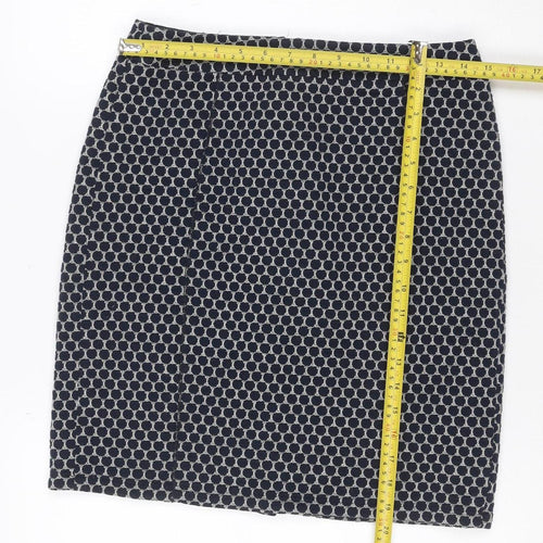 Gerry Weber Women Navy Grey UK 8 Geometric Knit Pencil Mini Skirt