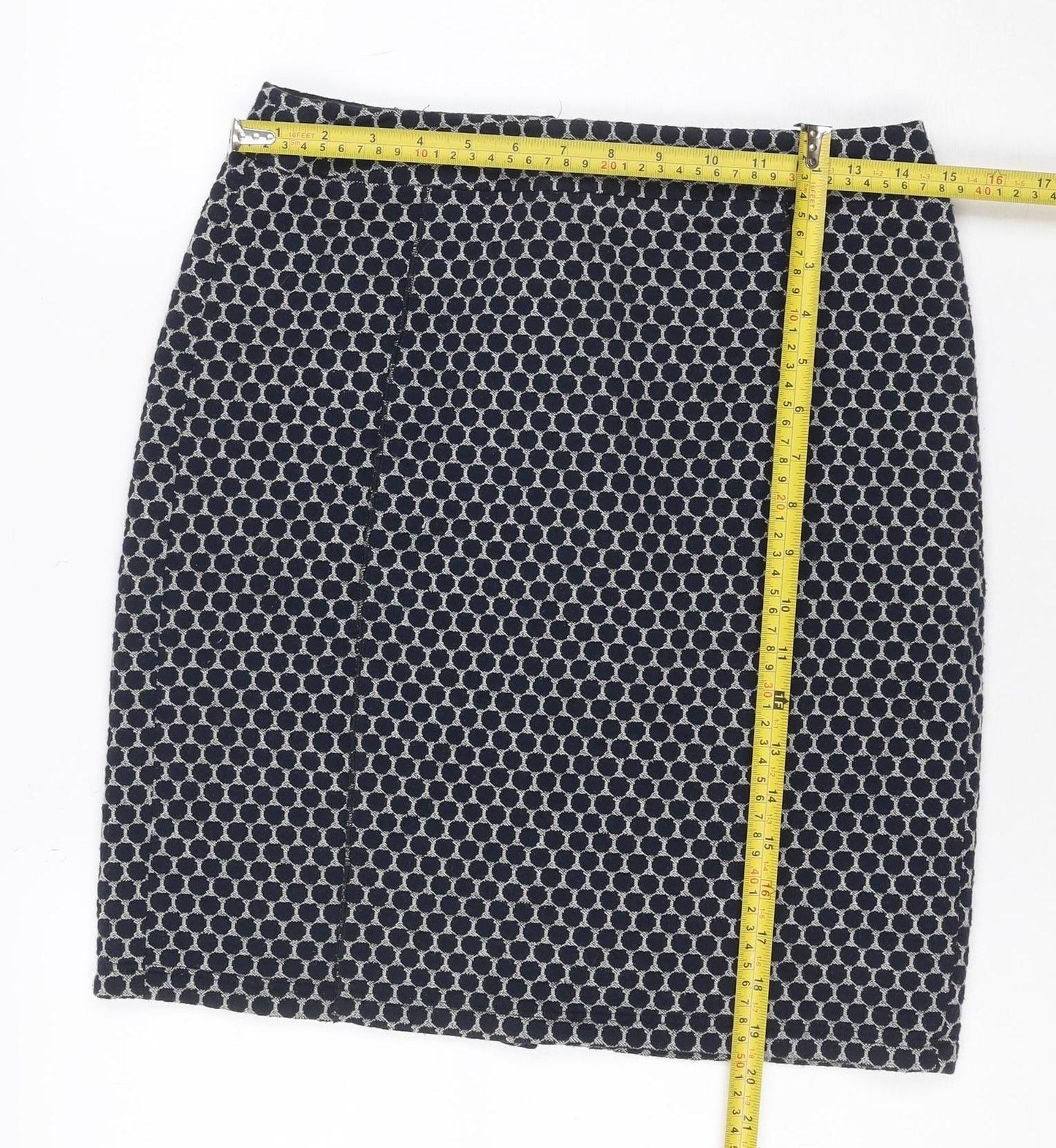 Gerry Weber Women Navy Grey UK 8 Geometric Knit Pencil Mini Skirt