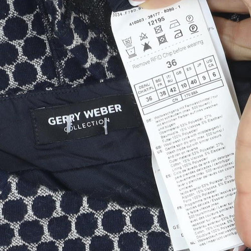 Gerry Weber Women Navy Grey UK 8 Geometric Knit Pencil Mini Skirt