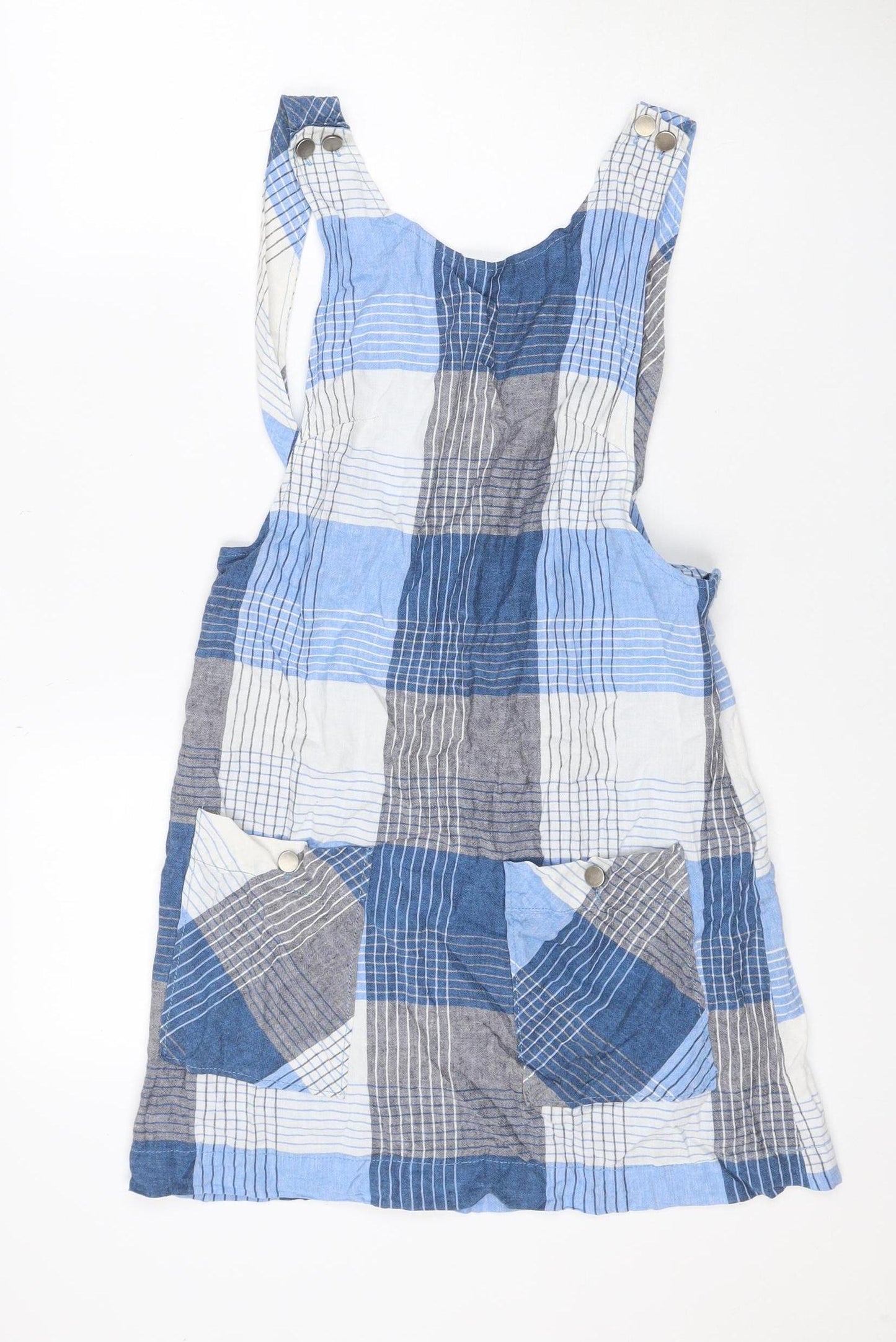 Urban Outfitters Women Blue Check Pinafore Dress S Petite