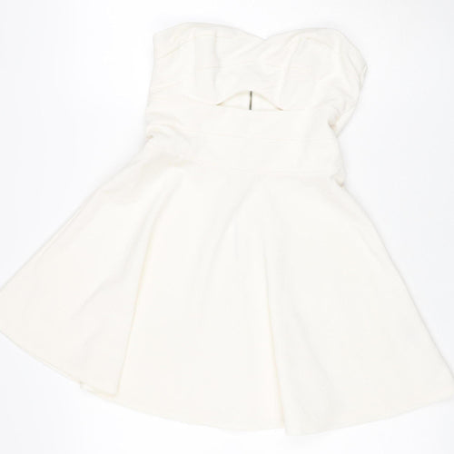 Aniye By Women Ivory UK 10 One Shoulder Fit & Flare Mini Dress