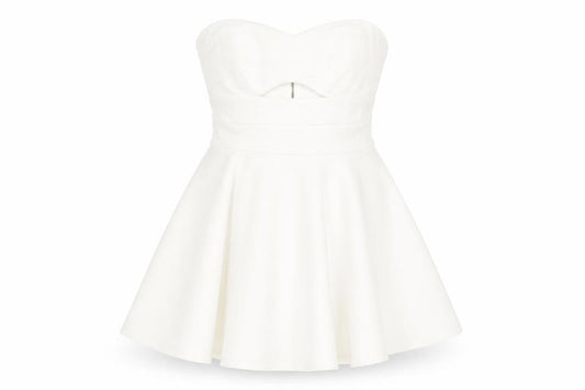 Front view of Aniye By Women Ivory UK 10 One Shoulder Fit & Flare Mini Dress