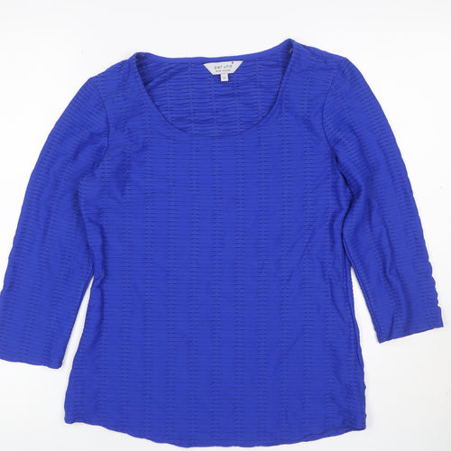 Per Una Women's Blue Size 12 Basic Textured Stretch Long Sleeve Blouse