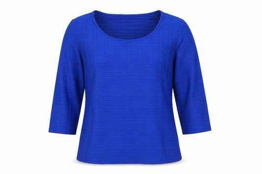 Per Una Women's Blue Size 12 Basic Textured Stretch Long Sleeve Blouse