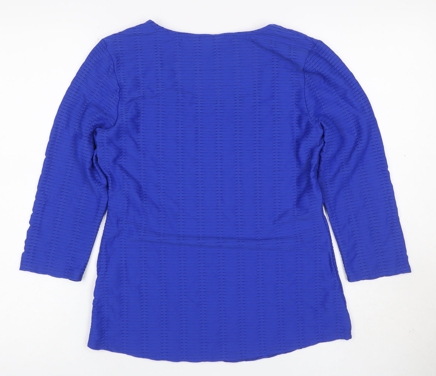 Per Una Women's Blue Size 12 Basic Textured Stretch Long Sleeve Blouse