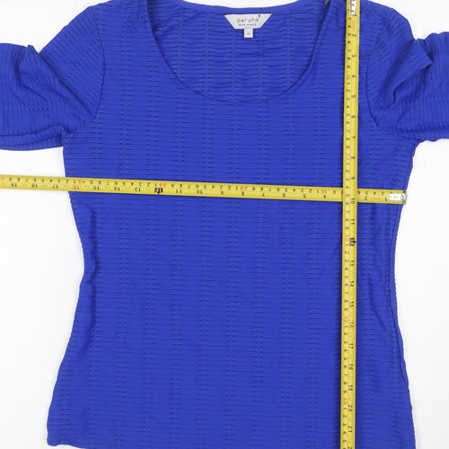Per Una Women's Blue Size 12 Basic Textured Stretch Long Sleeve Blouse