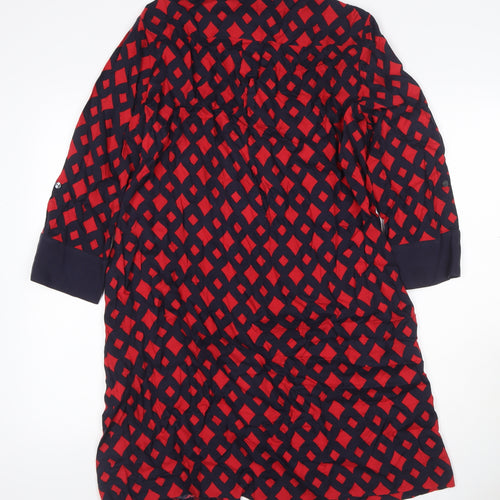 Hobbs Women Multicoloured Geometric Shirt Dress UK 12 Long Sleeve