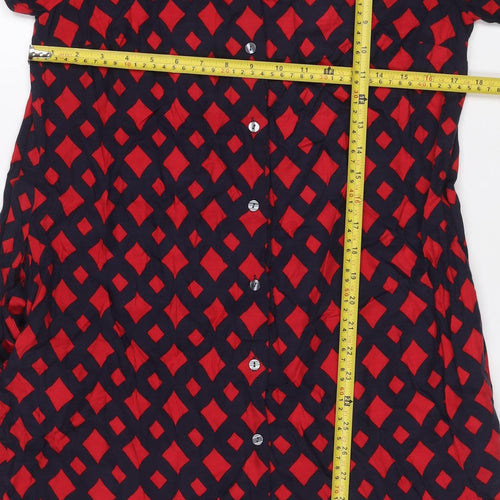 Hobbs Women Multicoloured Geometric Shirt Dress UK 12 Long Sleeve