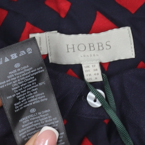 Hobbs Women Multicoloured Geometric Shirt Dress UK 12 Long Sleeve