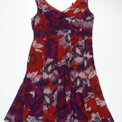 Per Una Women Red Floral UK 16 A-Line One Shoulder Chiffon Midi Dress