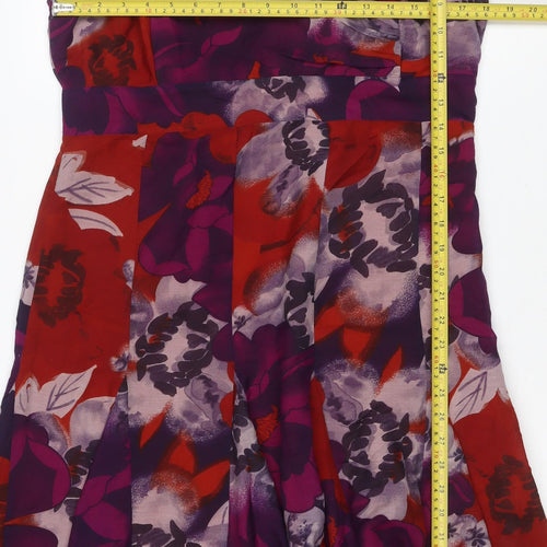 Per Una Women Red Floral UK 16 A-Line One Shoulder Chiffon Midi Dress