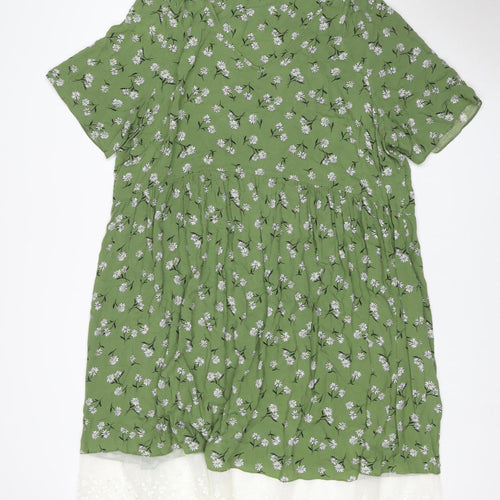 Evans Women Green Floral Lace Hem Fit & Flare Dress UK 24