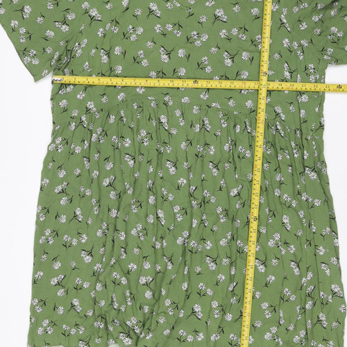 Evans Women Green Floral Lace Hem Fit & Flare Dress UK 24