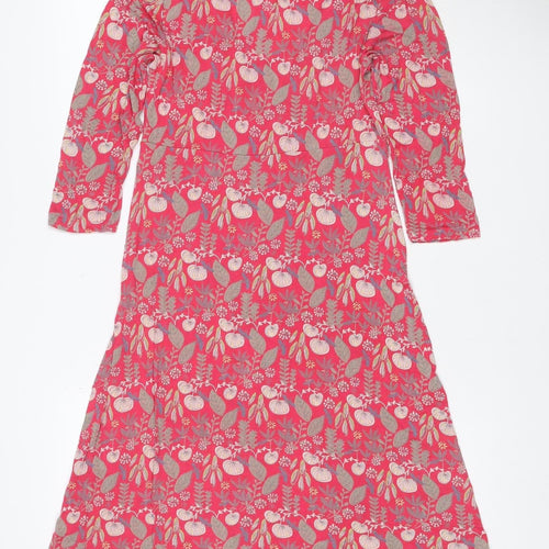 White Stuff Women’s Red Floral Midi A-Line Dress UK 10 V-Neck