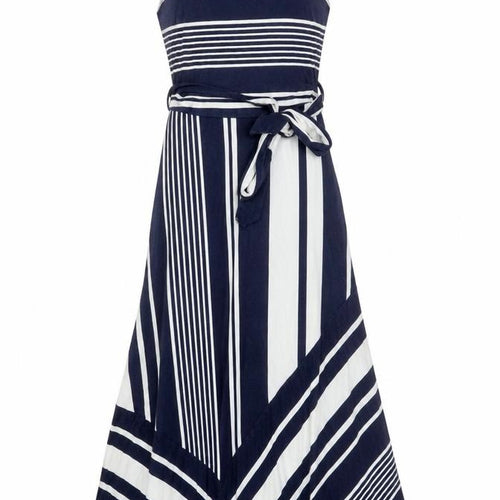 Monsoon Women’s Blue White Striped UK 8 Wrap Jersey Knee Dress