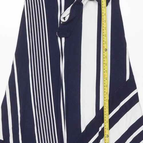 Monsoon Women’s Blue White Striped UK 8 Wrap Jersey Knee Dress