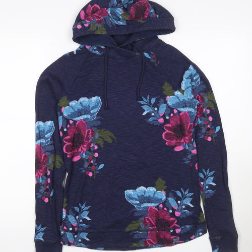 Joules Women’s Blue Floral Hooded Pullover Sweatshirt UK 12