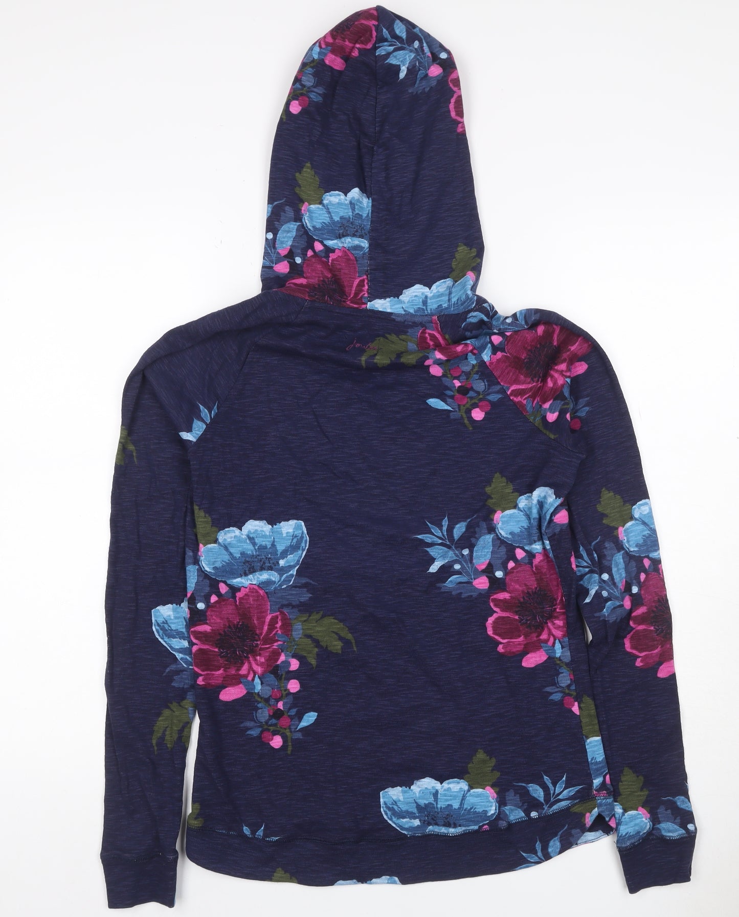 Joules Women’s Blue Floral Hooded Pullover Sweatshirt UK 12