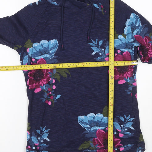 Joules Women’s Blue Floral Hooded Pullover Sweatshirt UK 12