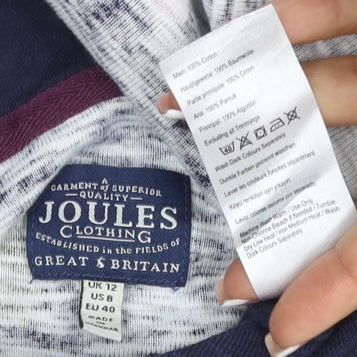 Joules Women’s Blue Floral Hooded Pullover Sweatshirt UK 12