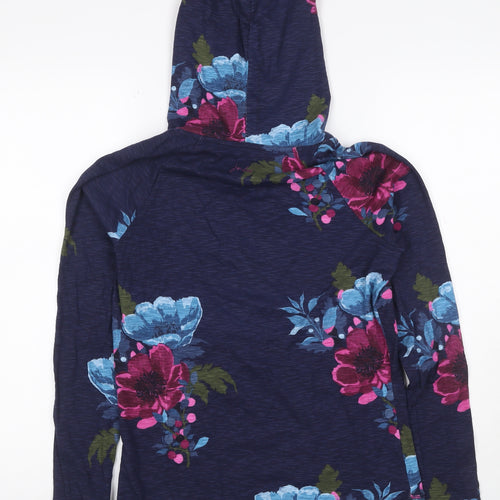Joules Women’s Blue Floral Hooded Pullover Sweatshirt UK 12