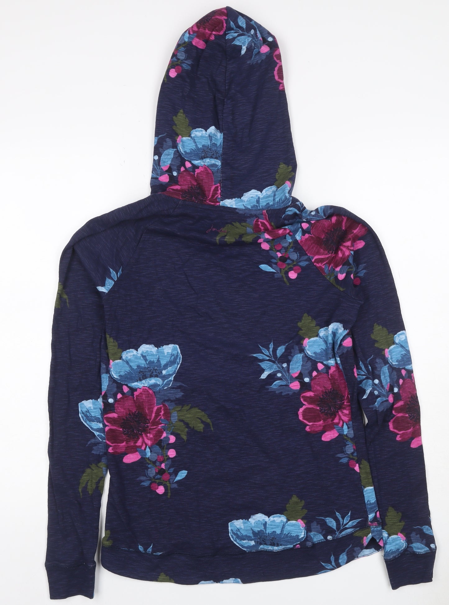 Joules Women’s Blue Floral Hooded Pullover Sweatshirt UK 12