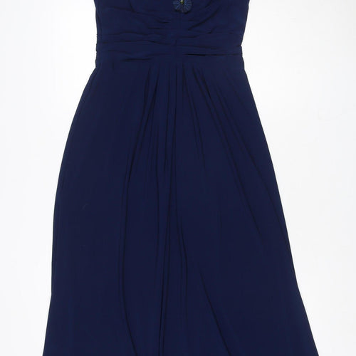 House of Elegance Women Blue UK 10 Long A-Line Beaded Formal Dress