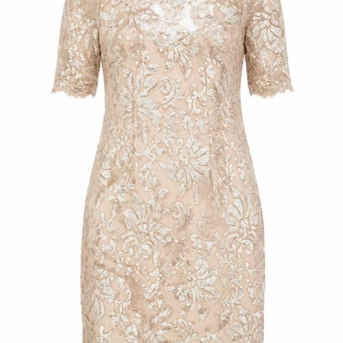 Montique Women’s Beige Sequin Lace Bodycon Mini Dress UK 10