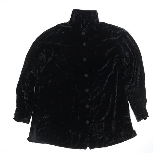 Next Women’s Black Velvet Collared Button Cardigan UK M Long Sleeve